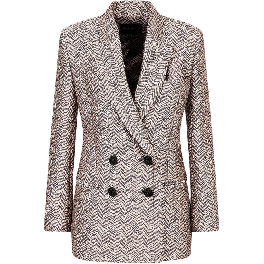 

Приталенный двубортный пиджак в елочку EMPORIO ARMANI, серый