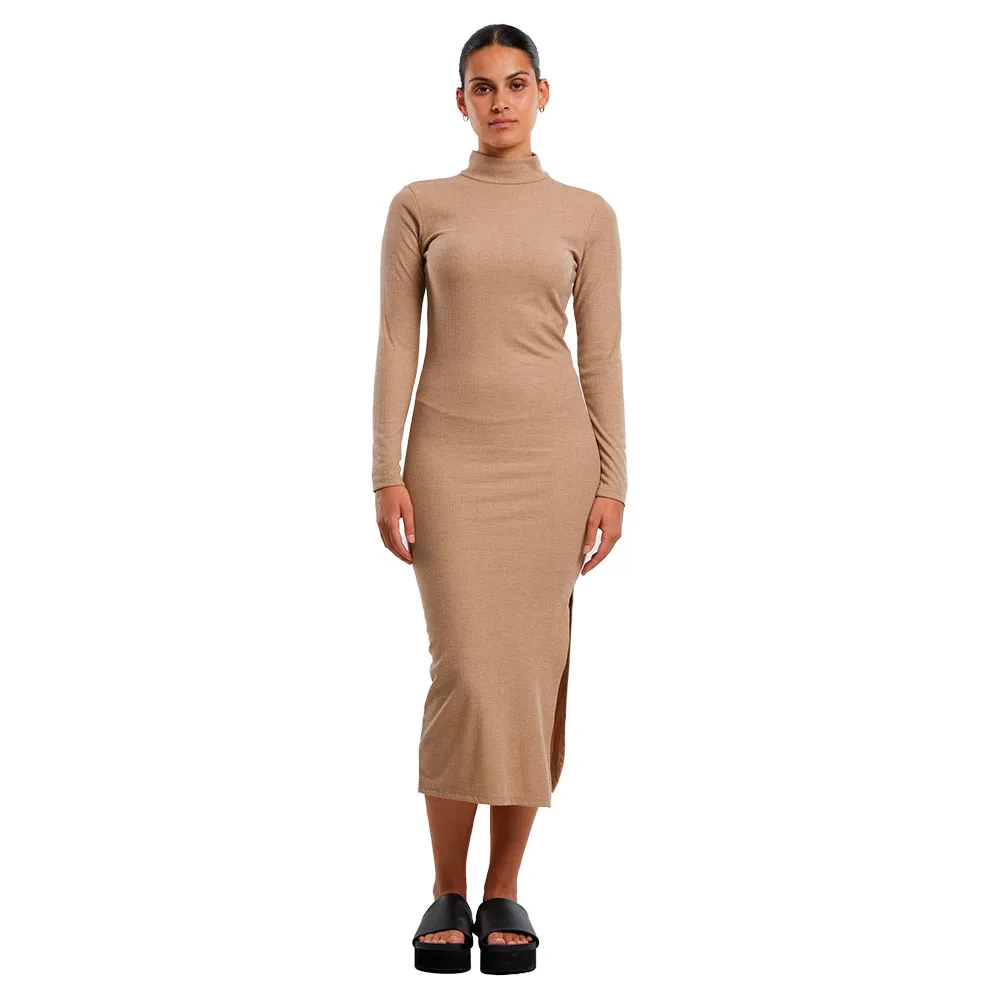 

Платье Urban Classics Rib Mockneck long sleeve midi, бежевый