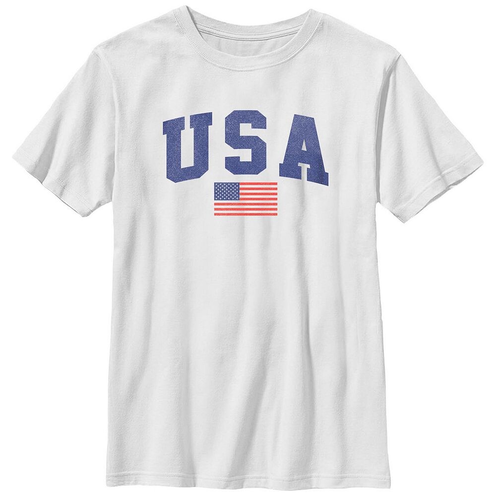 

Футболка с графическим рисунком флага США для мальчиков Licensed Character, белый
