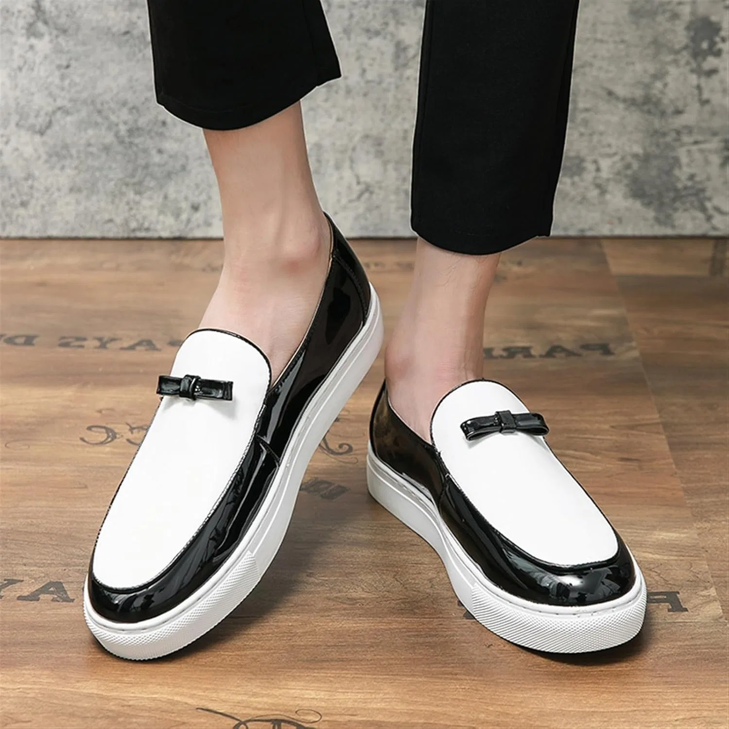 Лоферы мужские кожаные с кисточками, Slip-On, White EXAMEEEU — фото 3