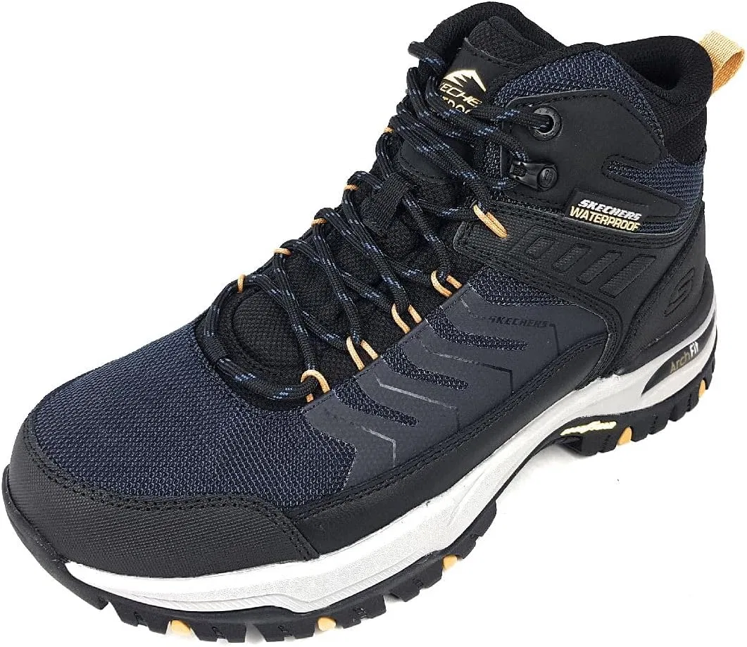 Мужские треккинговые кроссовки Skechers Arch Fit Dawson Raveno, Navy Black Leather Mesh — фото 2