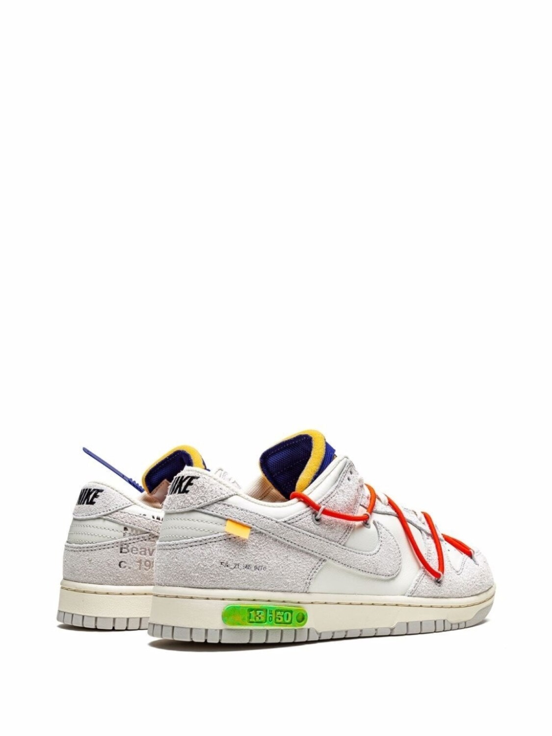 Кроссовки Nike х Off-White Dunk Low, белый/серый/красный/синий — фото 3