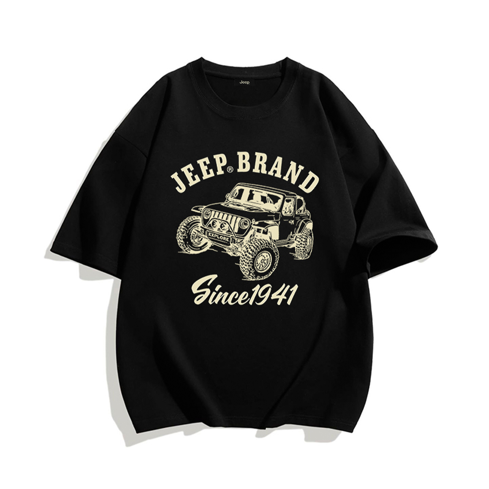 

Футболка с заниженной линией плеч, унисекс Jeep, Pure Black