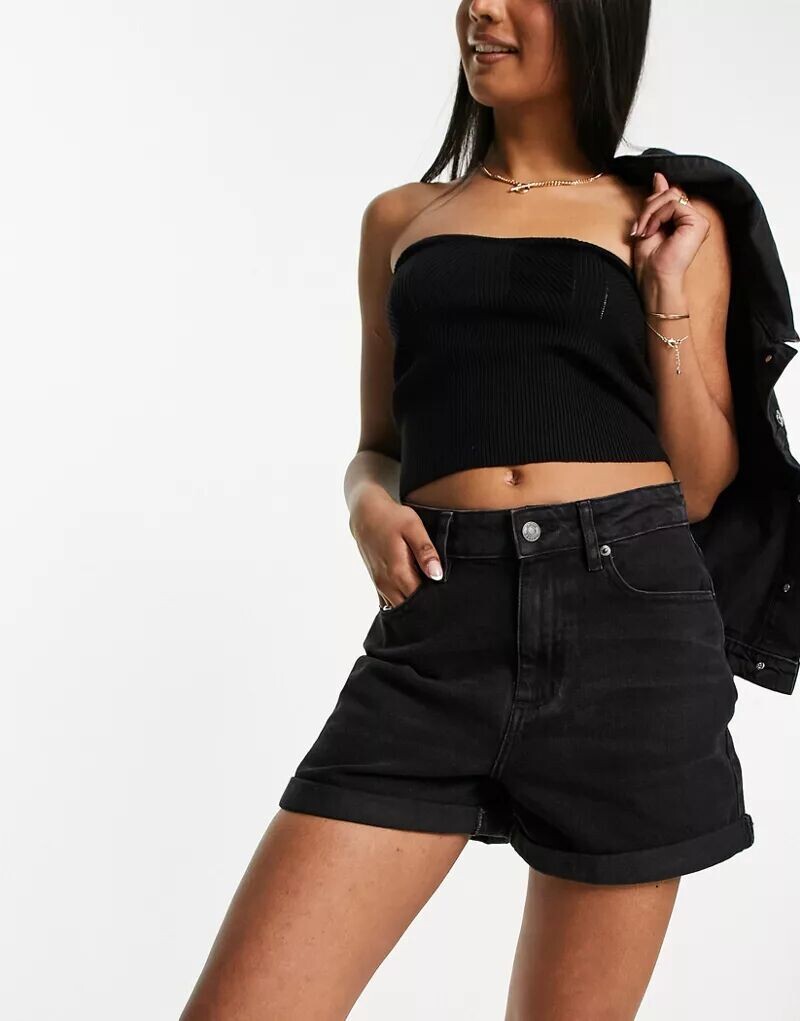

Черные удобные джинсовые шорты для мам ASOS