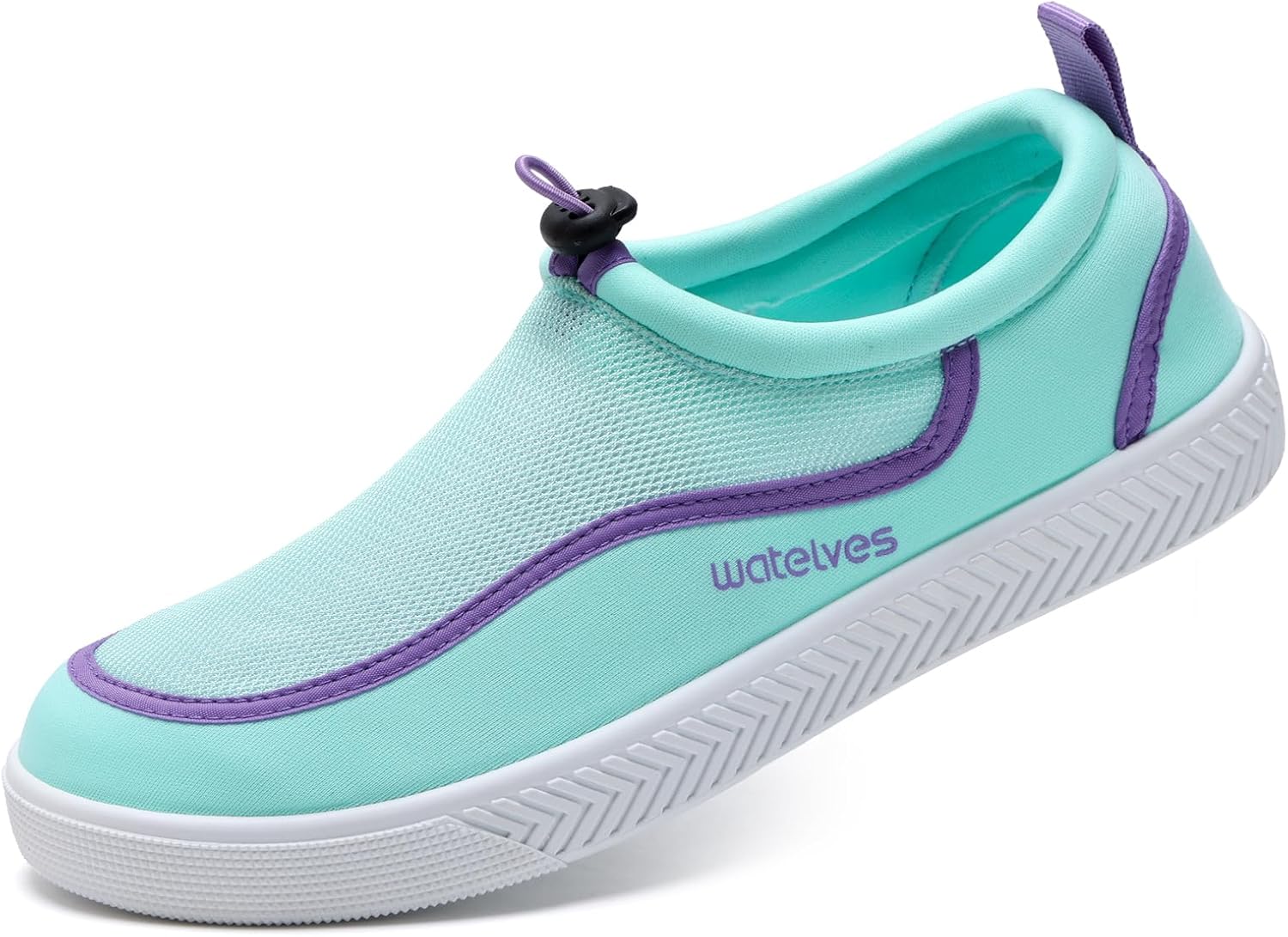 

Водные туфли WateLves для мужчин и женщин - быстросохнущие повседневные водные кроссовки с отверстиями для слива, легкие, противоскользящие для водных активностей на открытом воздухе, зеленый/фиолетовый