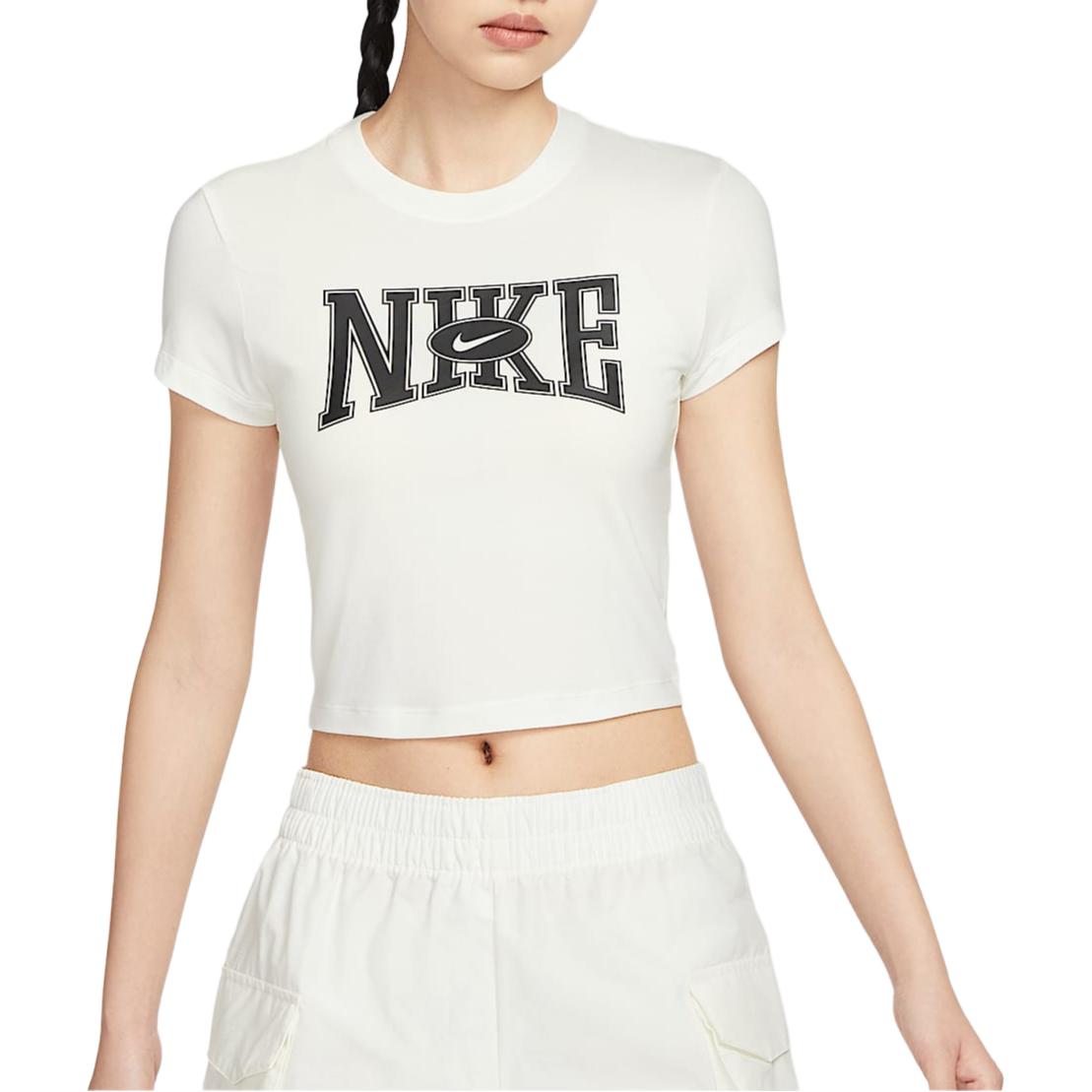 Женская спортивная футболка Slim Cropped Nike, белый — фото 4