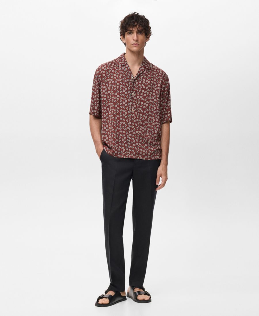 

Мужская рубашка с принтом, свободного кроя, стандартного кроя MANGO, Cherry