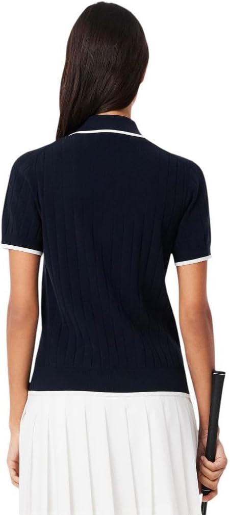 Поло Lacoste женское Navy Blue/Flour — фото 3