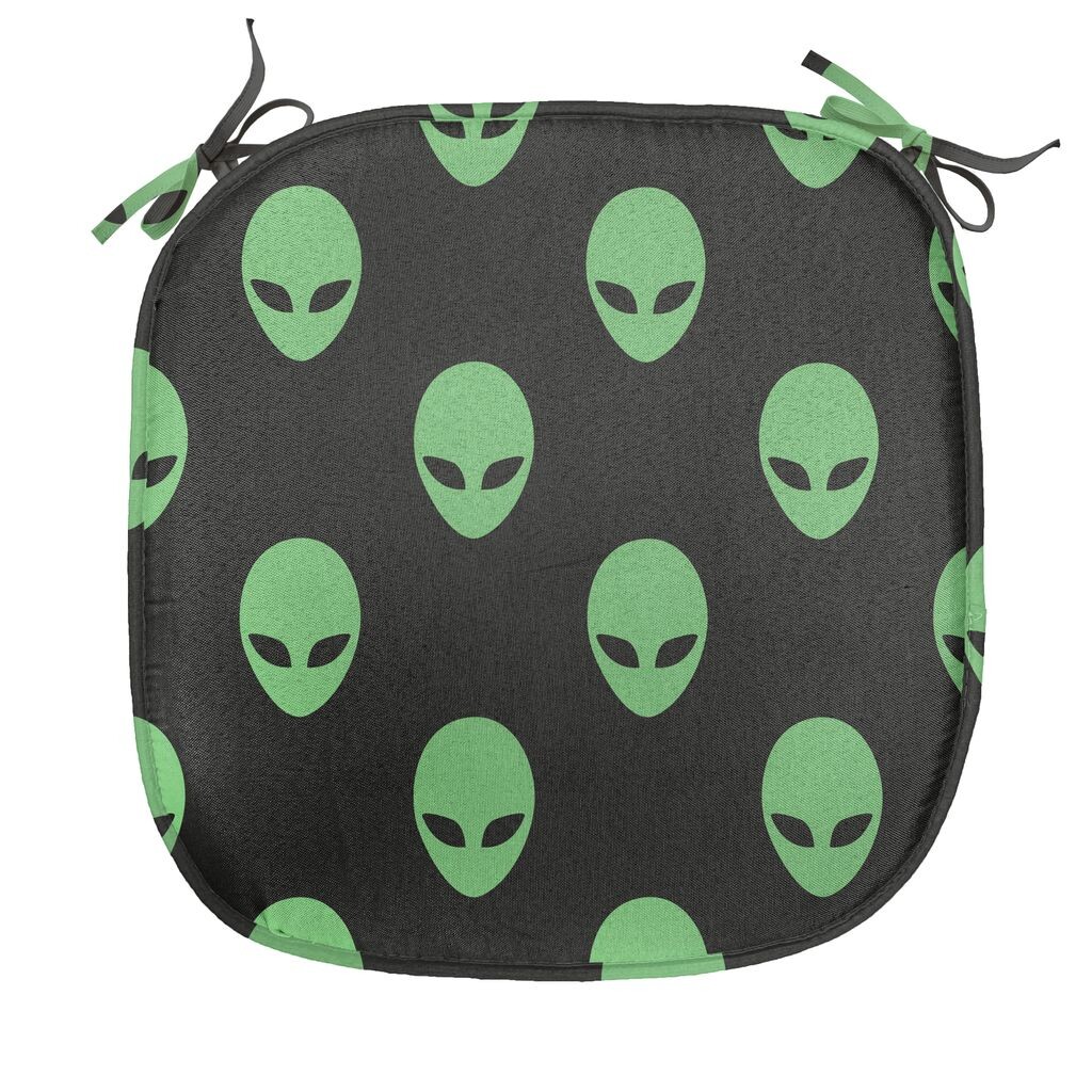

ABAKUHAUS Alien Подушка для обеденного стула Mars Design Декоративная водонепроницаемая подушка с ремнями для кухонных сидений 40 см x 40 см Папоротник Зеленый Черный
