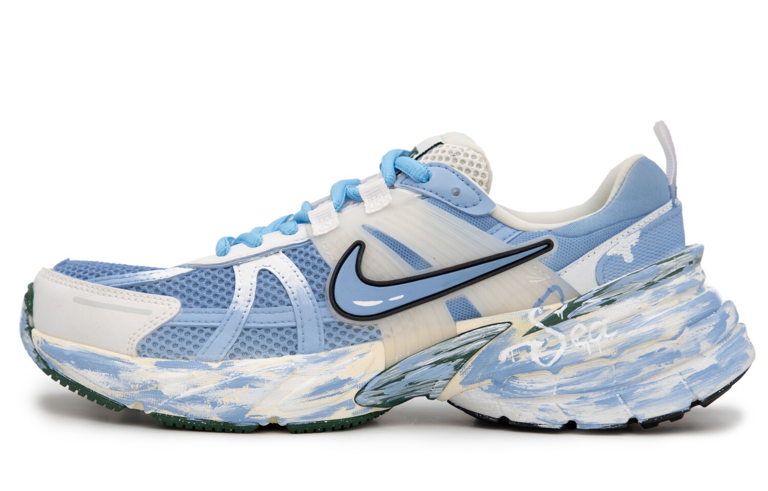 

Кроссовки для бега V2K Run женские с низким верхом, белый/синий Nike