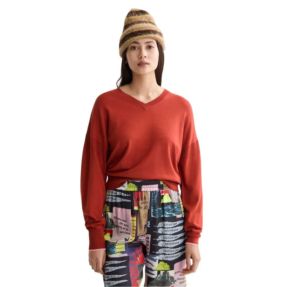 

Свитер Scotch & Soda Relaxed v neck, красный