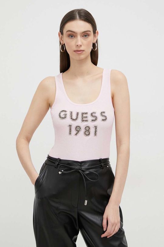 

Хлопковый топ Guess, розовый