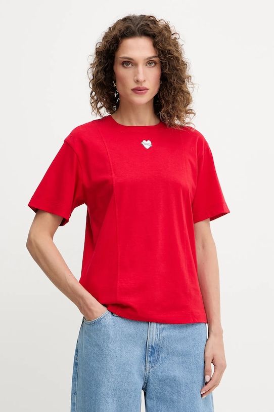 

Хлопковая футболка Pinko, красный