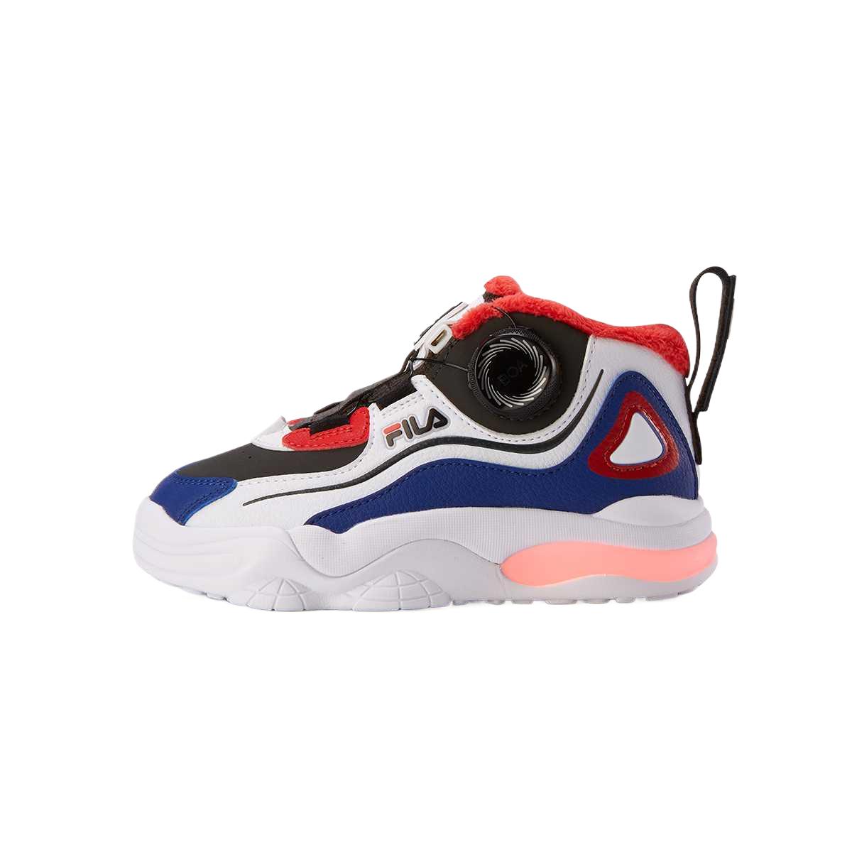 

Fila Kids Детские дышащие термокроссовки BOA средней высоты для повседневной носки, черно-красные