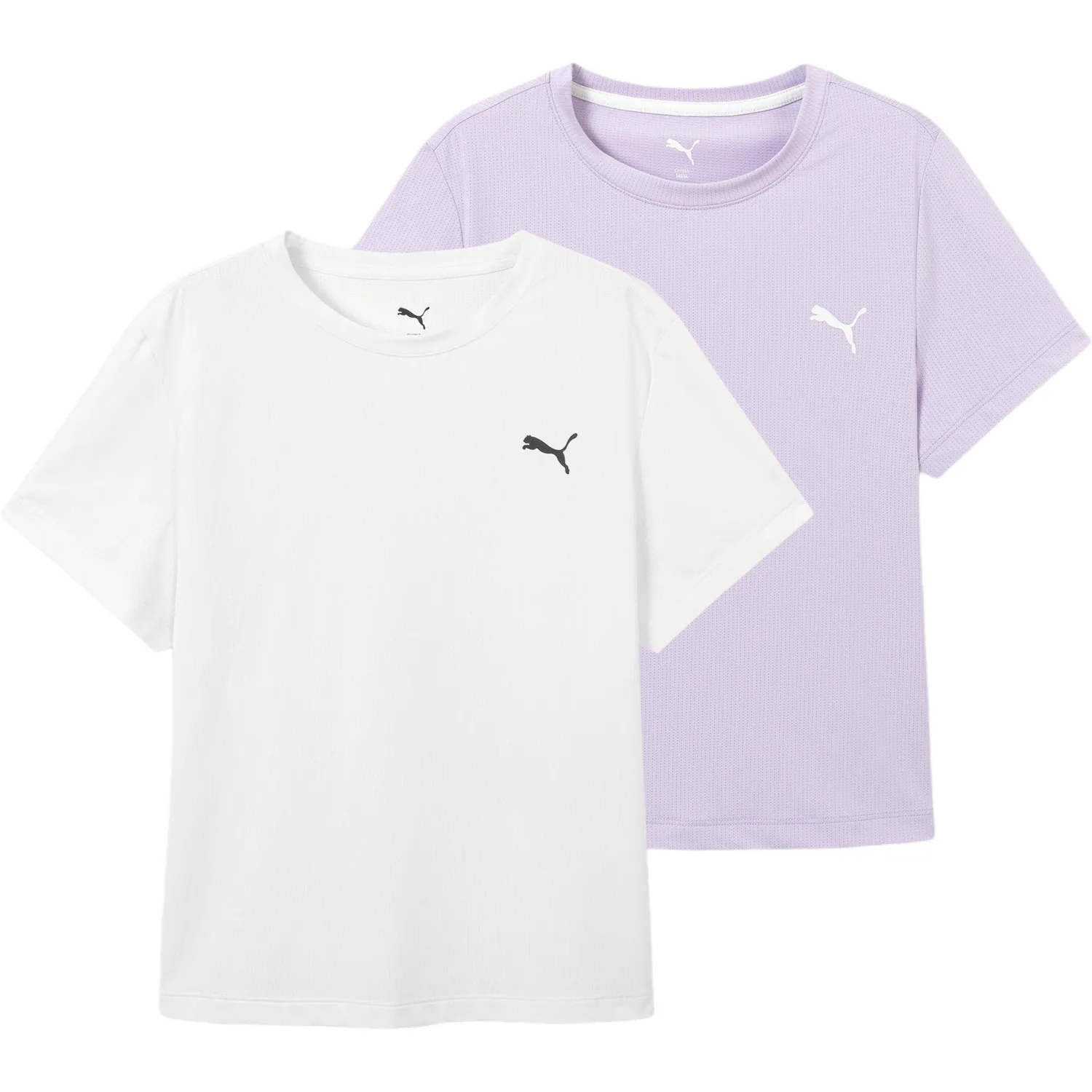 Футболки быстросохнущие 2 шт детские PUMA, белый фиолетовый