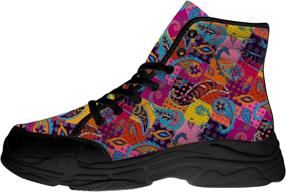 

Мужские и женские кроссовки на высокой подошве с узором пейсли, текстильные кеды на шнуровке с платформой, подарки для нее и для него Generic, 3101 Colorful Patchwork Paisley