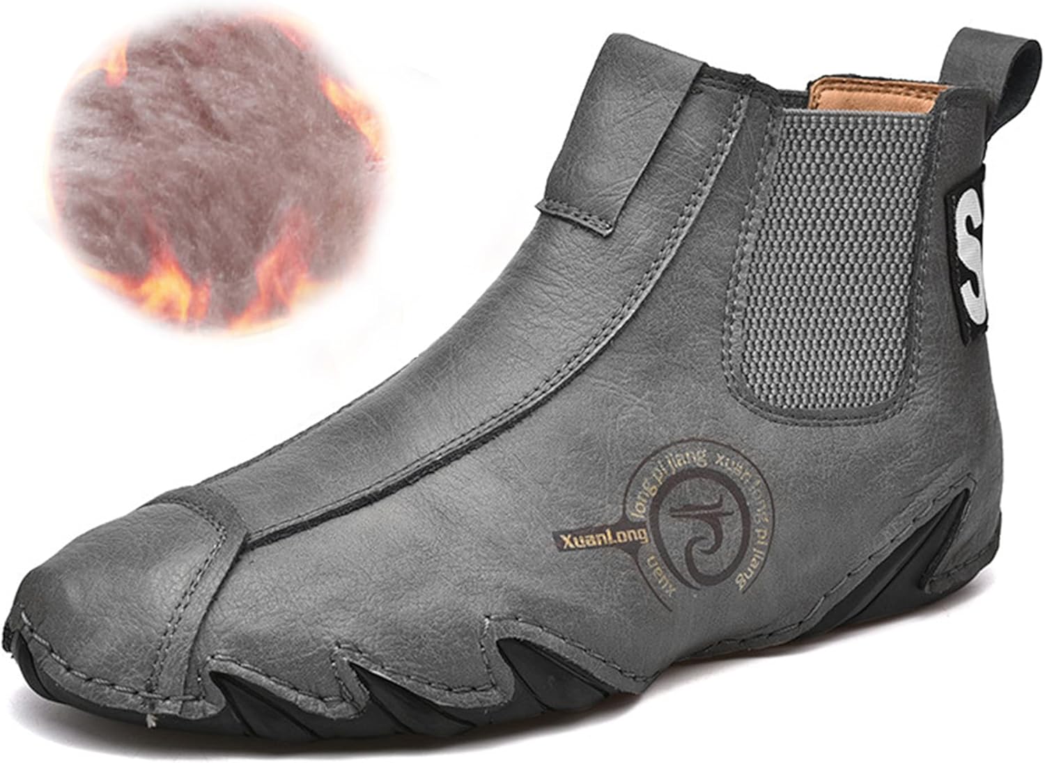 

DevilAngel Мужские повседневные ботинки Челси на осень и зиму 2022, теплые мягкие ботинки из кожи коровы на платформе с высокой голенью, новые большие итальянские ботинки на плоской подошве, серый