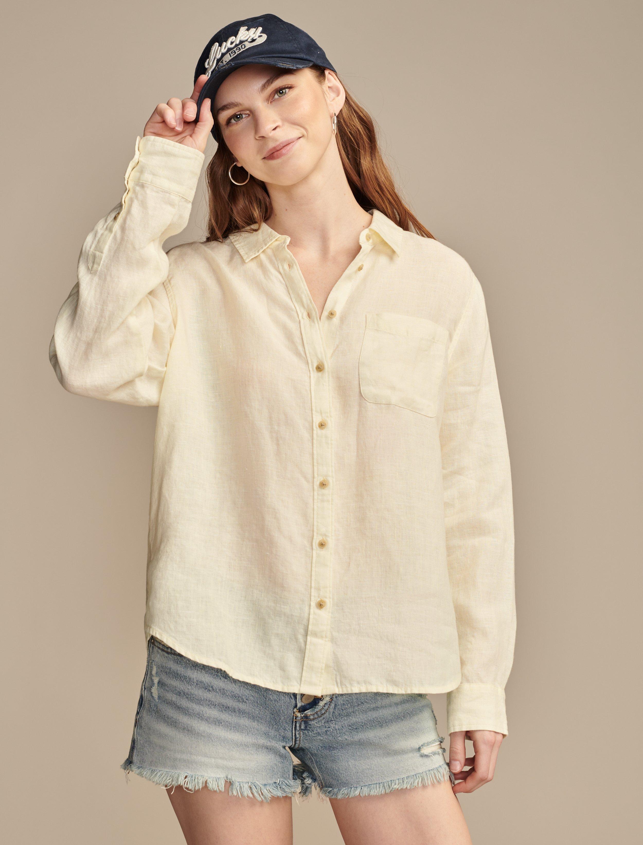 

Женская льняная рубашка Lucky Brand Prep, зеленый