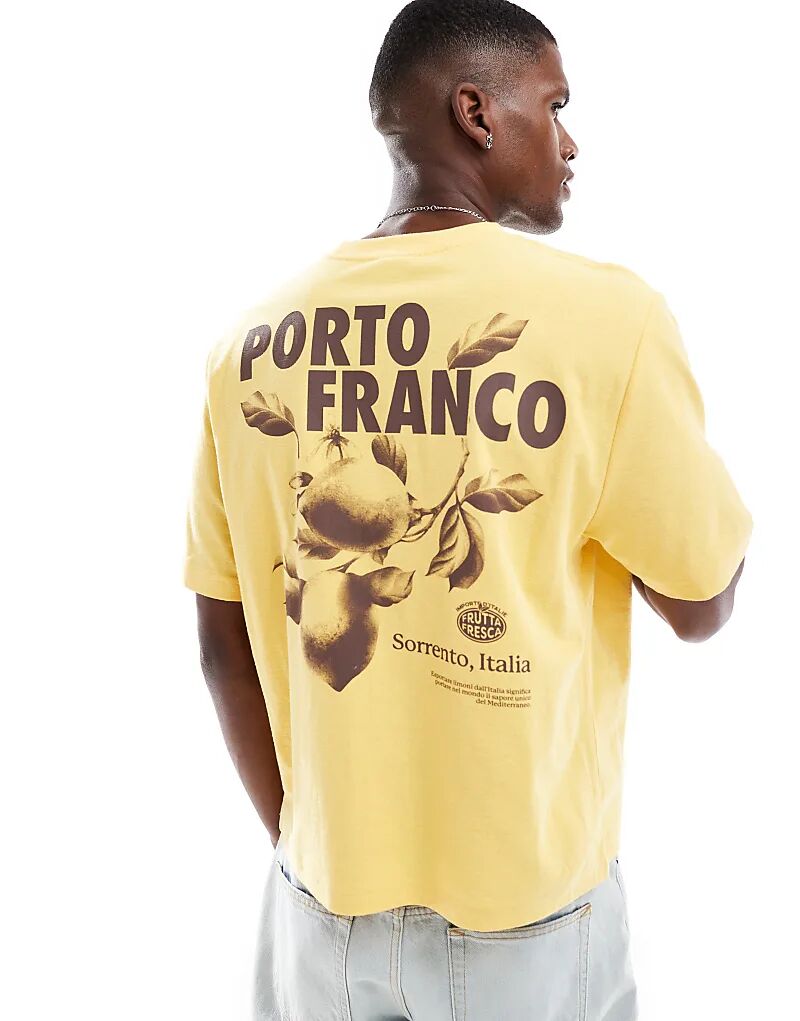 

Укороченная футболка Cotton On с принтом Porto Franco желтого цвета Cotton On