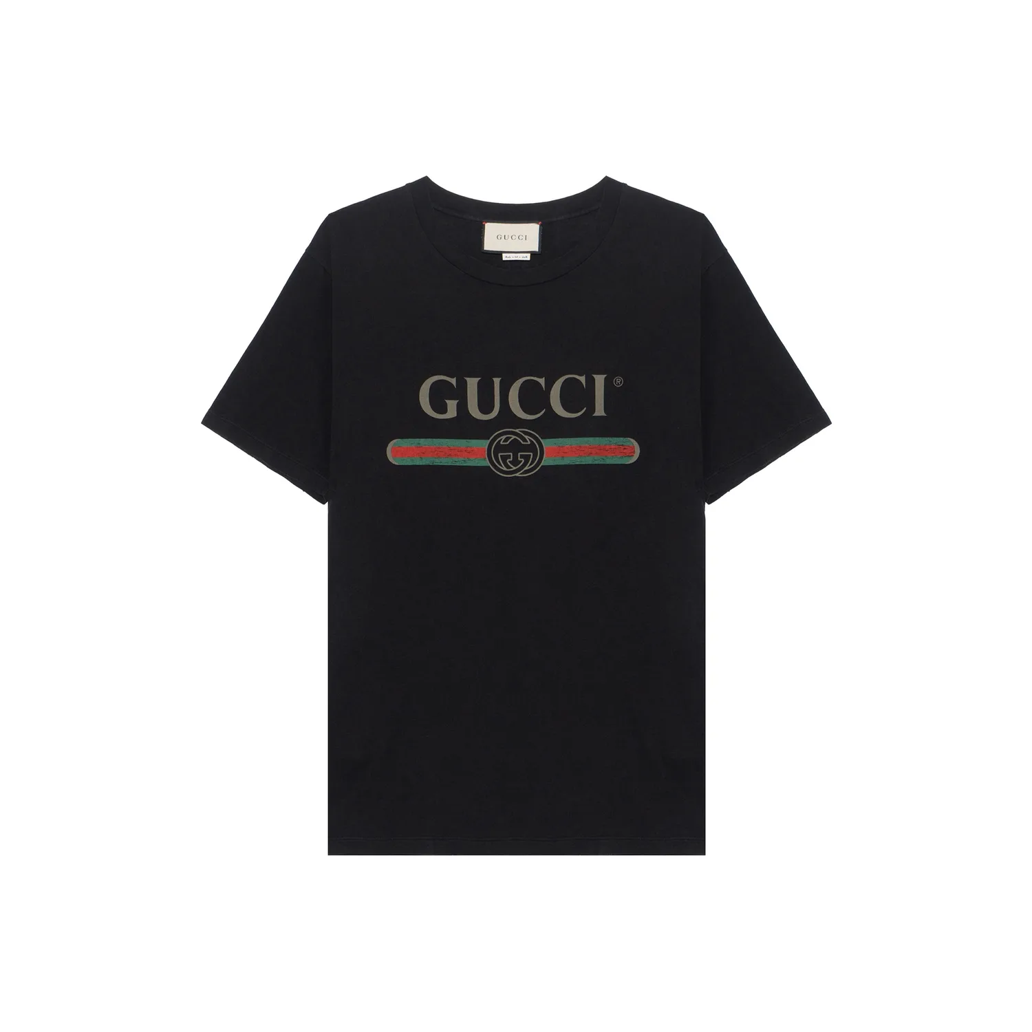 Футболка GUCCI из интерлок-хлопка, стиль главной улицы, черный