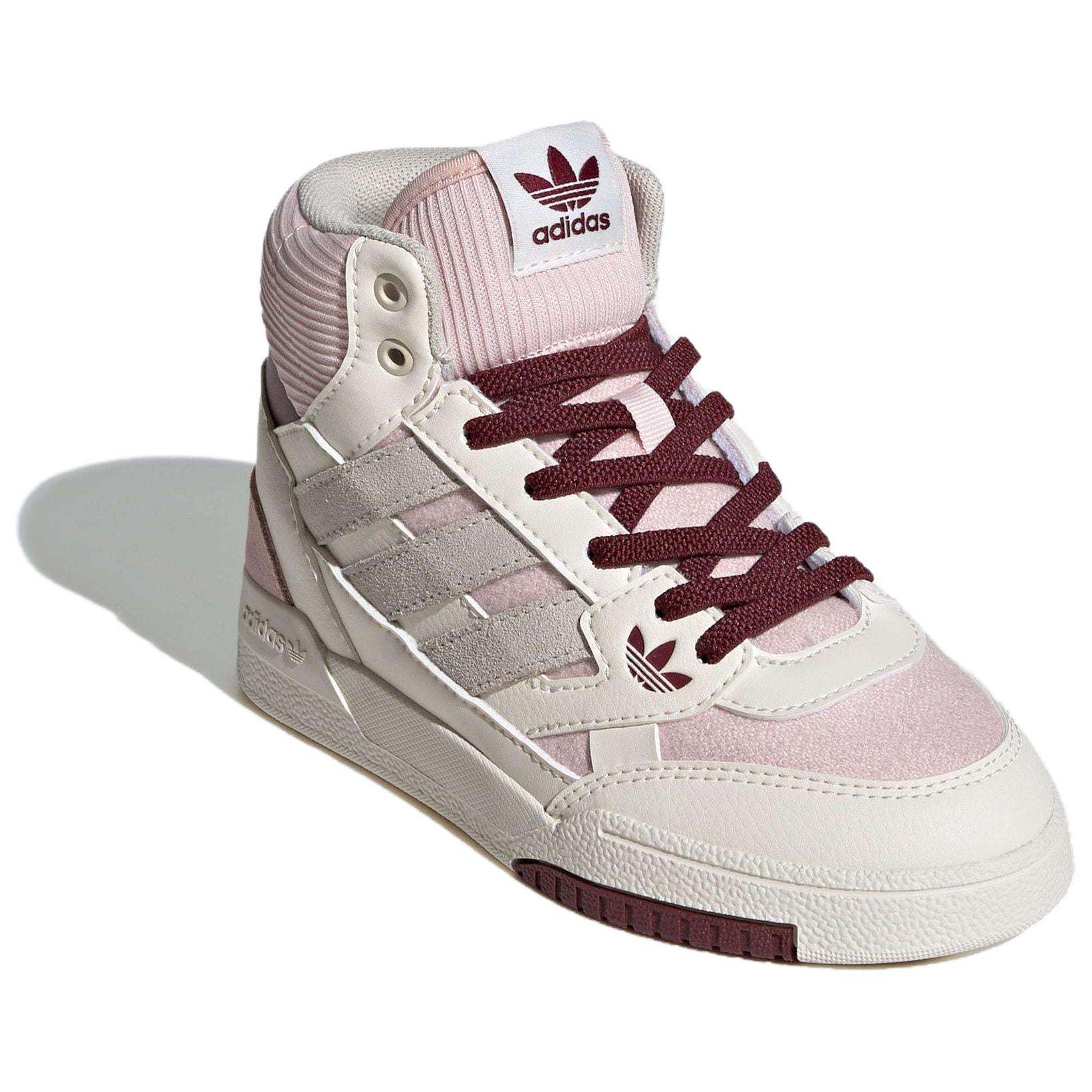 Скользоустойчивые противоударные мидтопы для скейтбординга Adidas Originals Light Pink Kids, розово-белые/тёмно-красные/буро-коричневые — фото 2