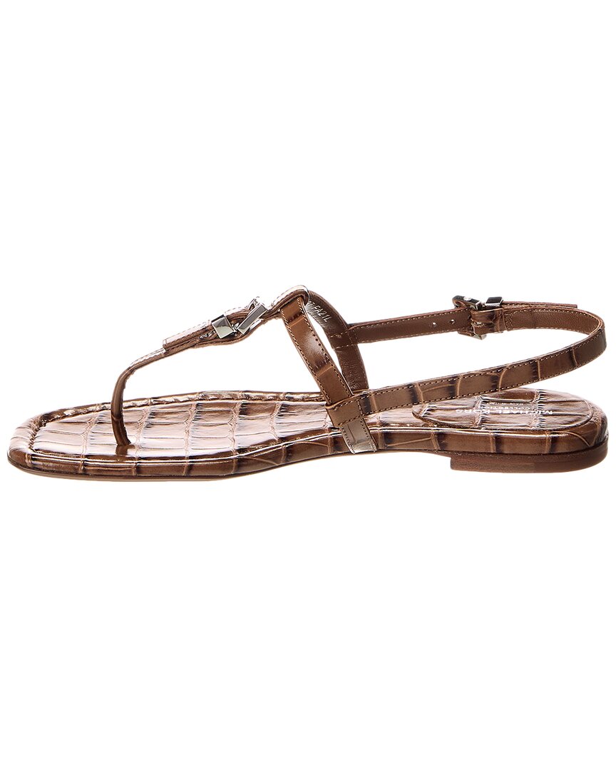Michael Kors Collection Sofia Runway Croc-Embossed Leather Sandal, коричневый — фото 2