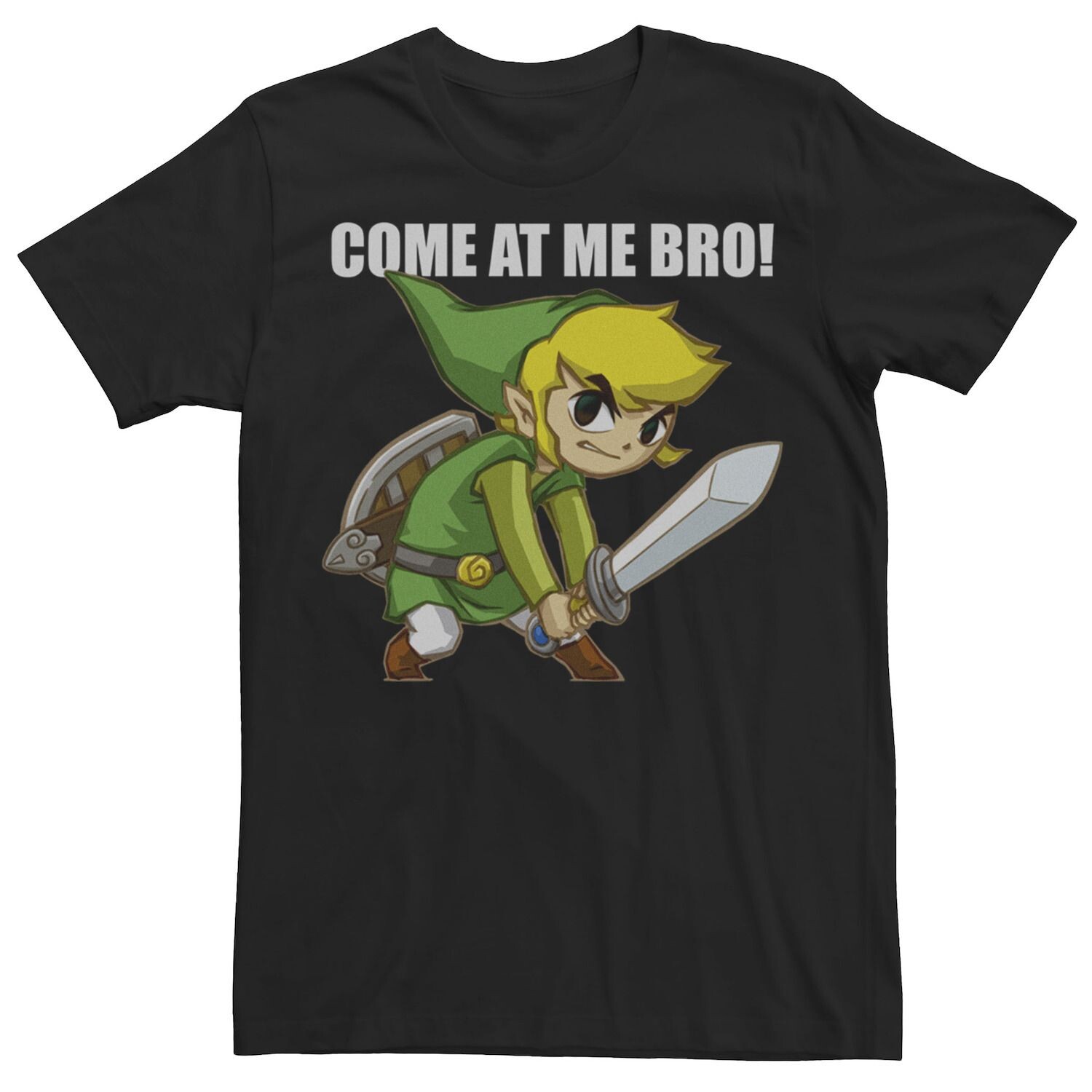 

Мужская Nintendo Legend Of Zelda Иди ко мне, братан! Футболка Link Action Pose Licensed Character, черный
