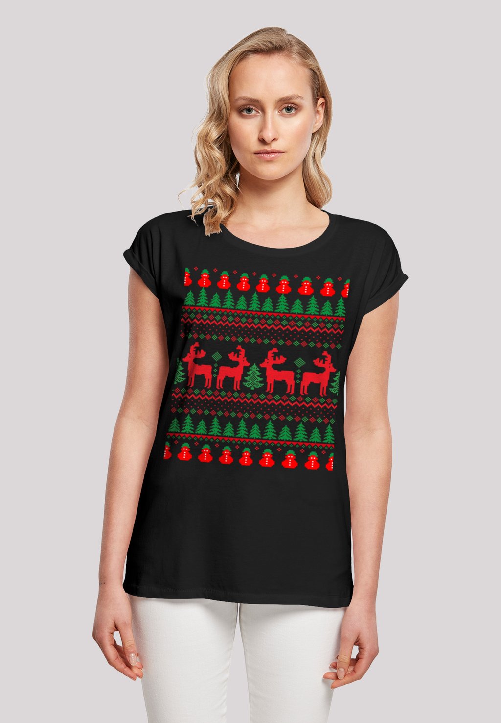 

Футболка с принтом CHRISTMAS REINDEERS WEIHNACHTEN MUSTER F4NT4STIC, черный