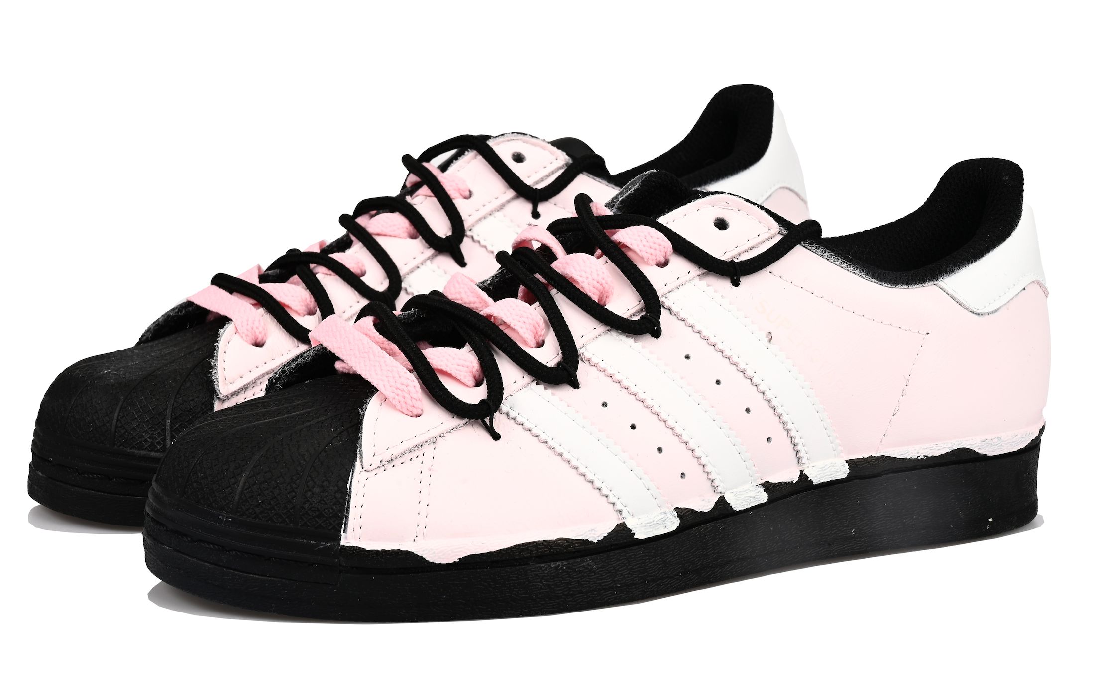Adidas Originals Детские низкие скейтбордистские кроссовки Superstar 2 Melting Heart Strawberry Vlad, розовые и белые, унисекс — фото 4
