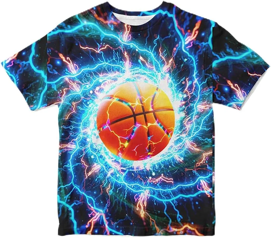 Футболка с рисунком Lightning Basketball, Ldvjkx, для мальчиков 6-16 лет