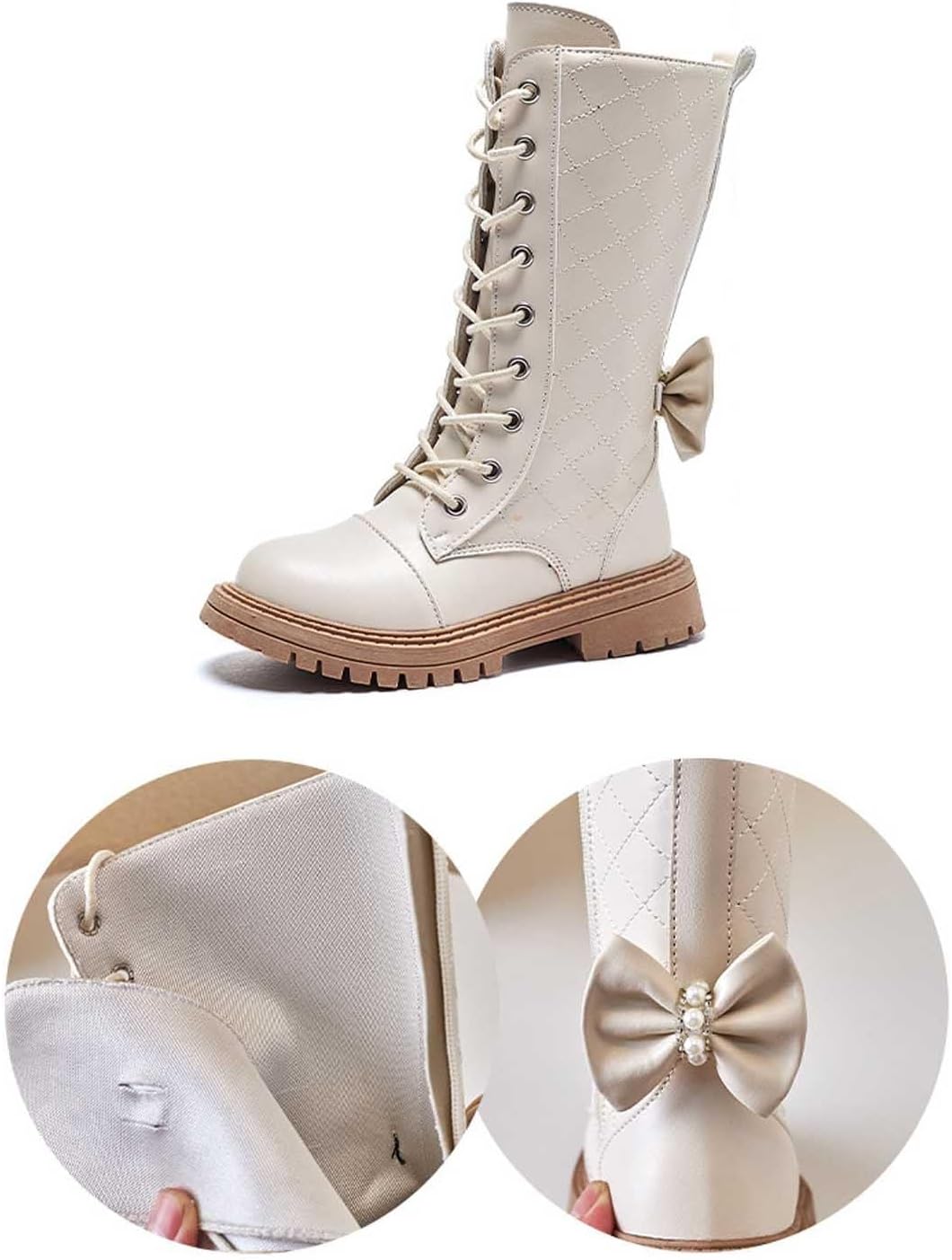 

Девочкам Ботинки Боевые Ботинки из искусственной кожи PU Милые на шнуровке С боковой молнией Средние сапожки на платформе Маленькие дети/Старшие дети ZRBYWB, 07-Beige