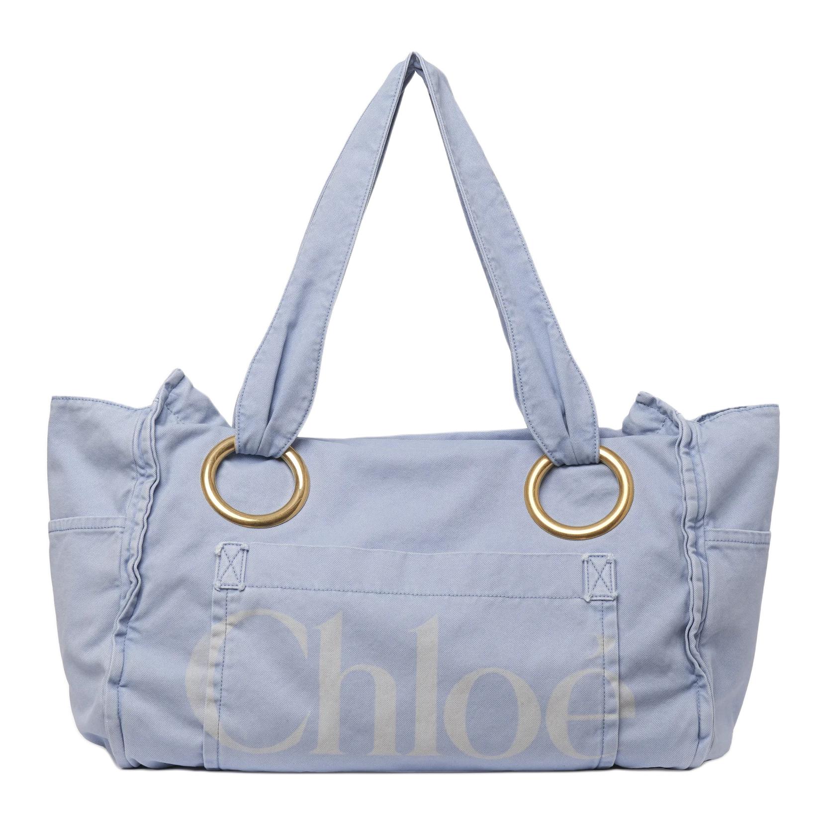 

Chloé Сумка-шоппер Chloe Cotton Tote Bag, Shopping Bag, Shoulder Bag Tubas Unisex Pebble Blue