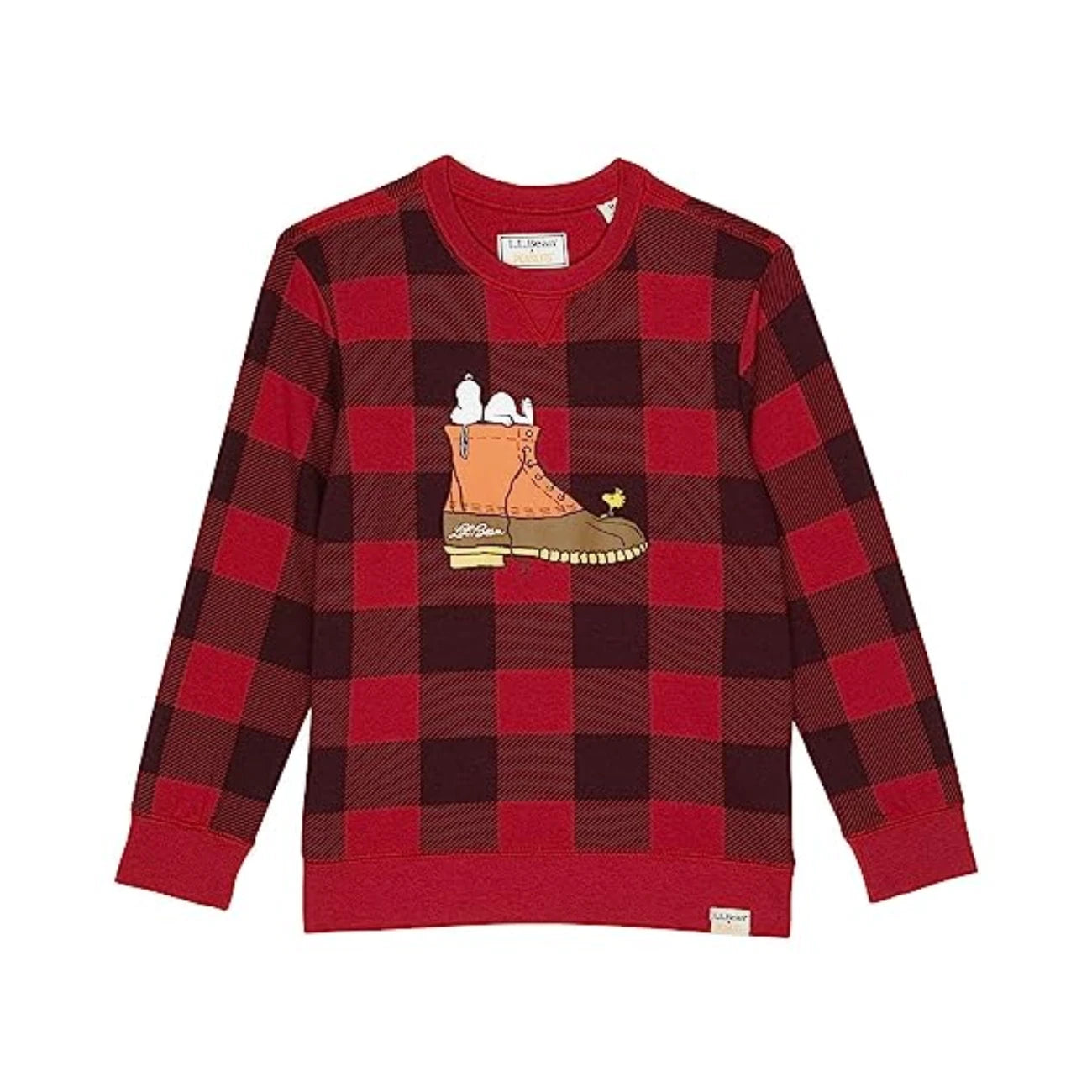 L.L. Bean Детская толстовка LLBean X Peanuts с длинным рукавом, темно-красная клетка «буффало» RED608 — фото 3