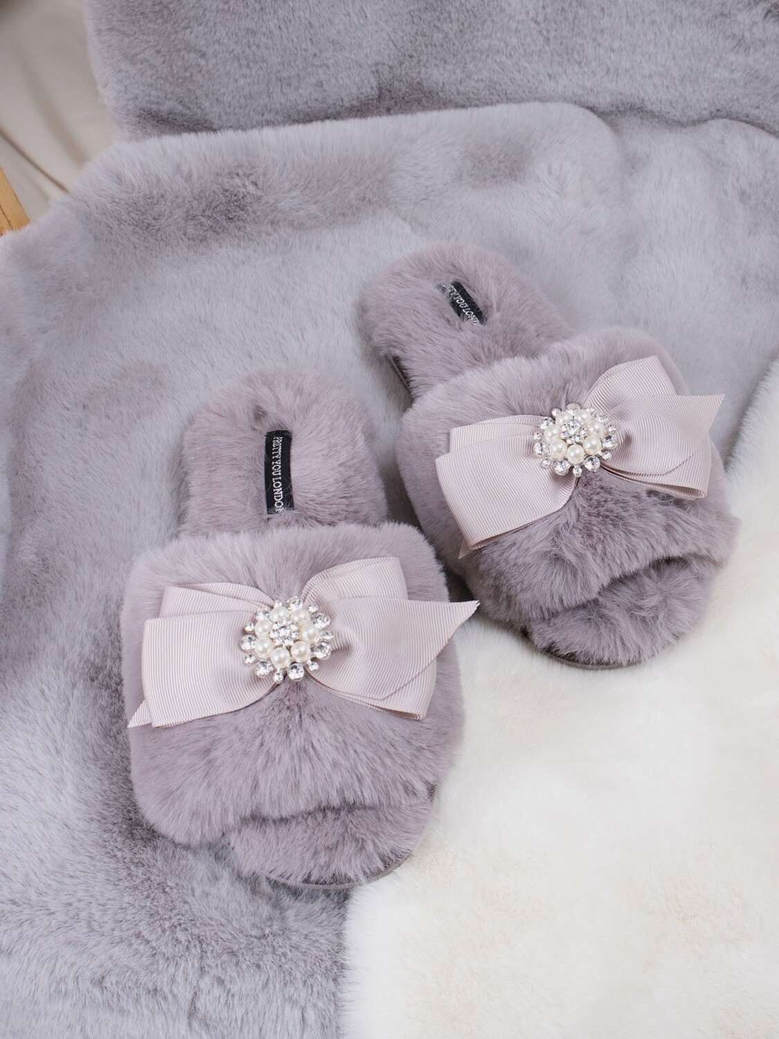 Тапочки из искусственного меха Pretty You London Anya, норка — фото 2