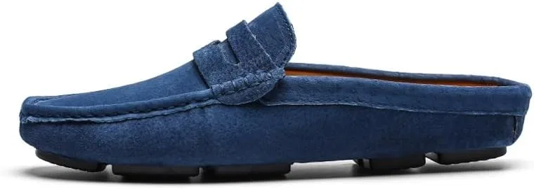 Мужские лоферы из нубуковой кожи, модель Penny Loafers, синий SayfuR — фото 3