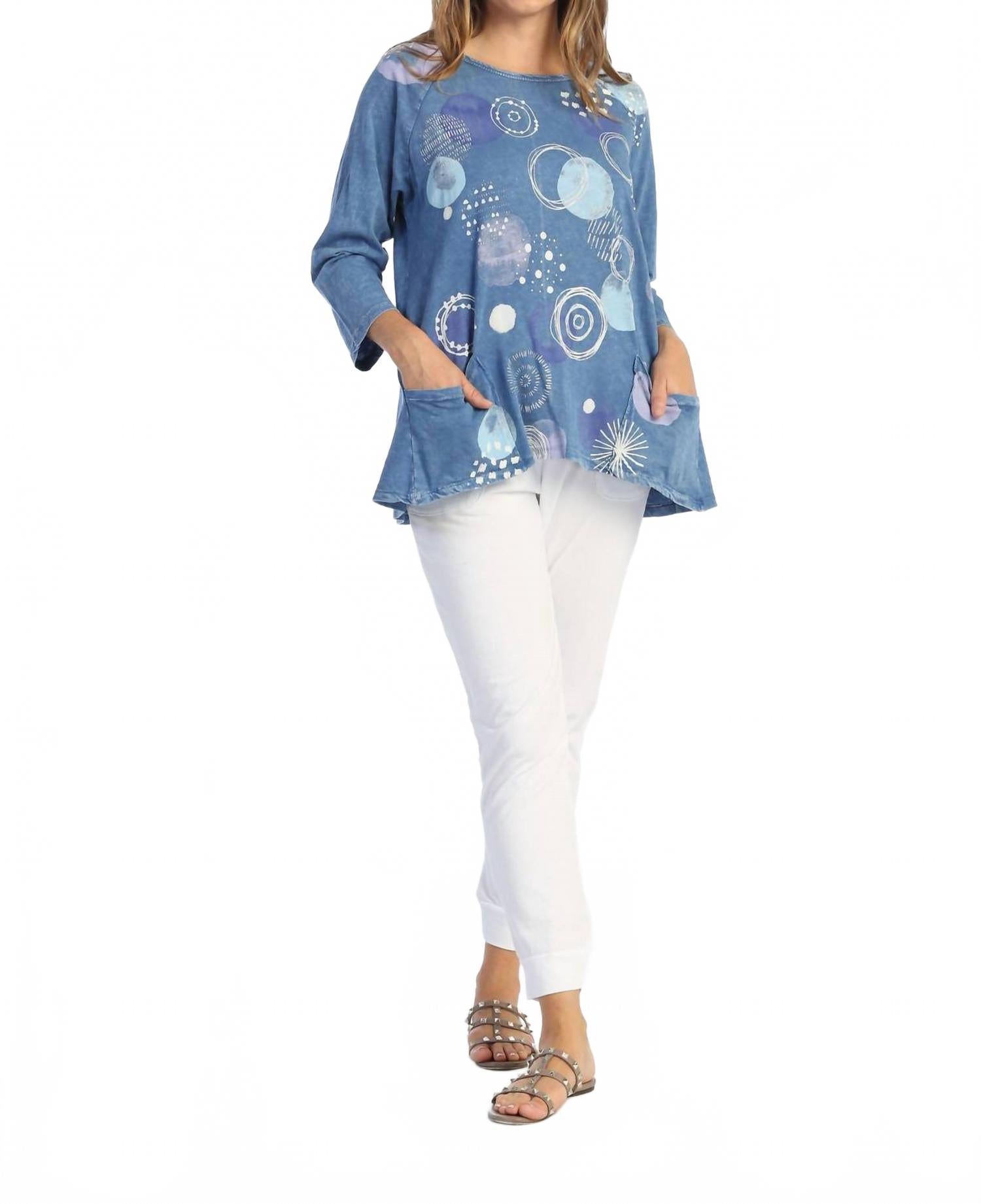 

Magic Dots Минеральная потертая рубашка с накладным карманом в морском синем Jess & Jane