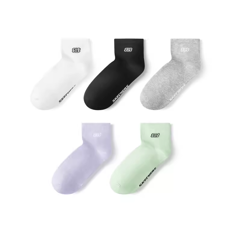 

Женские носки щиколотки 5 пар Skechers, 5 pack (белый/черный+oyster серый+темно-красныйdish фиолетовый+bud желтый зеленый)