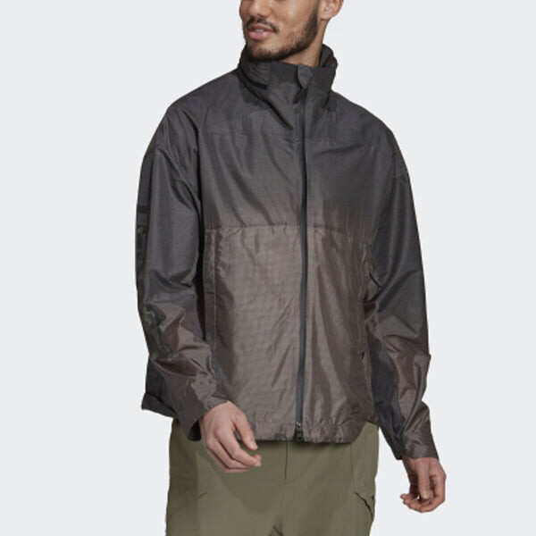 Куртка adidas Windproof waterproof Casual Sports Hooded Jacket Gray, зеленый — фото 3