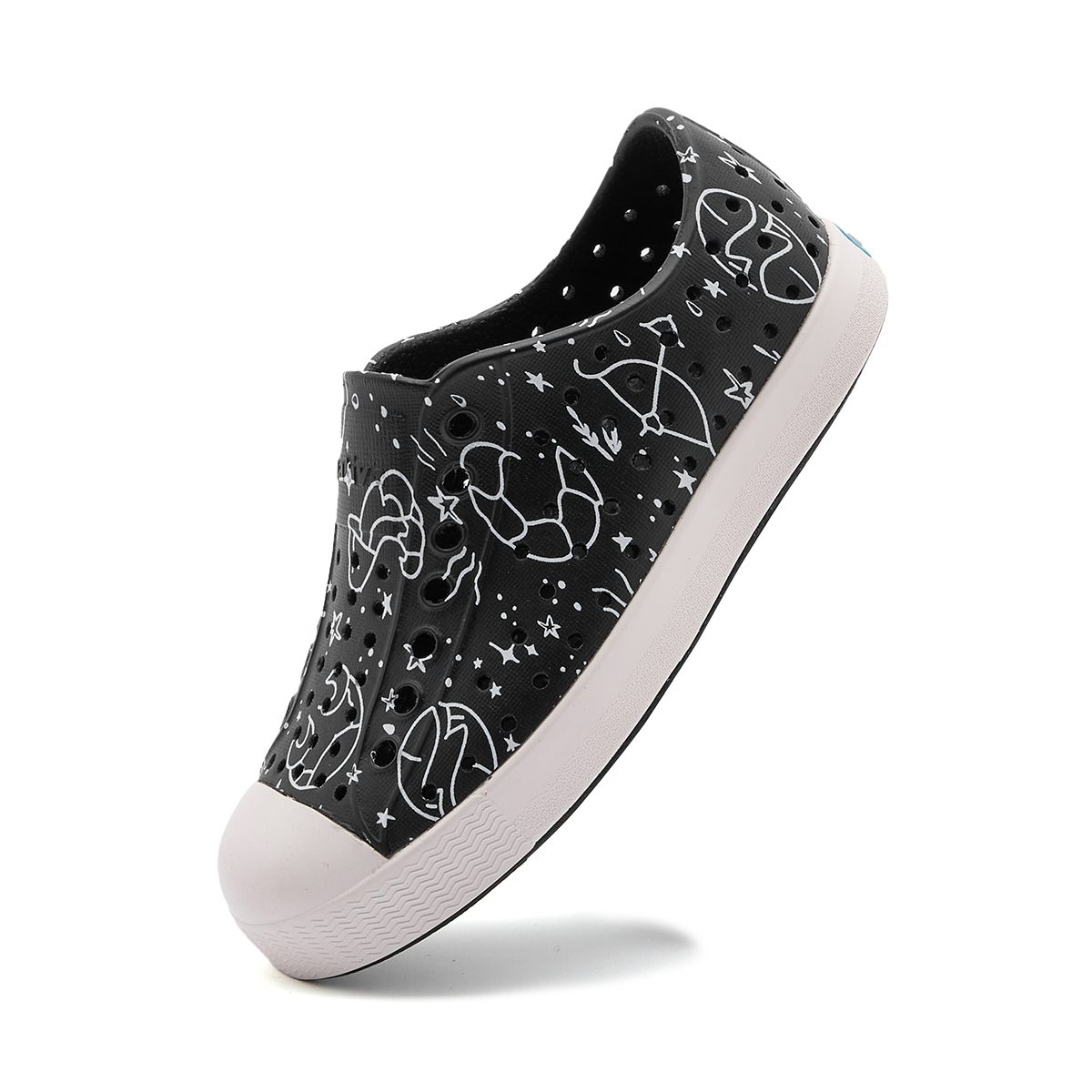 Легкие, водонепроницаемые и дышащие детские сандалии Jefferson Native Shoes, черный/белый — фото 3