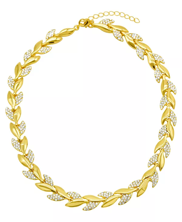 

Ожерелье из хрустальных листьев, покрытое 14-каратным золотом Adornia, gold