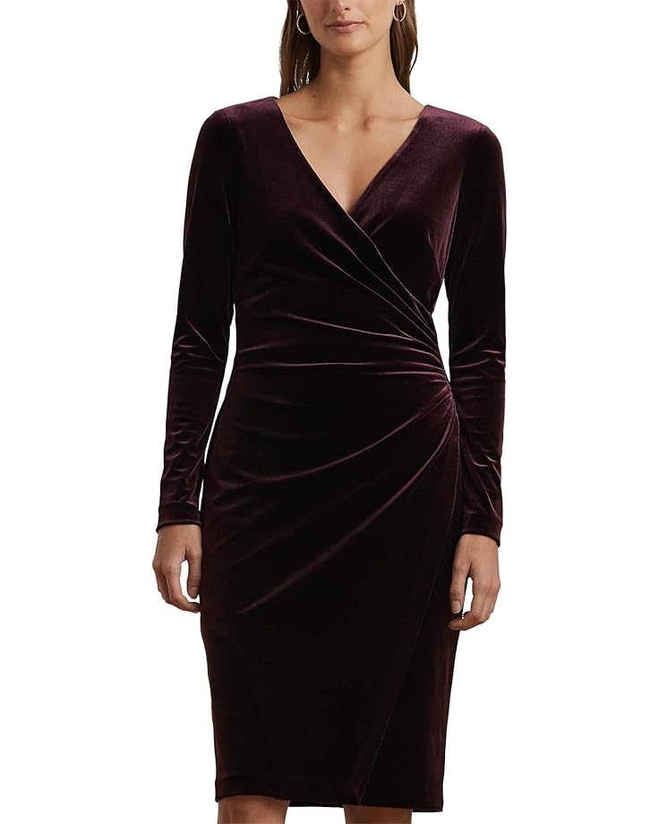 

Платье Lauren Ralph Lauren Stretch Velvet Surplice Dress, цвет Royal Claret Velvet
