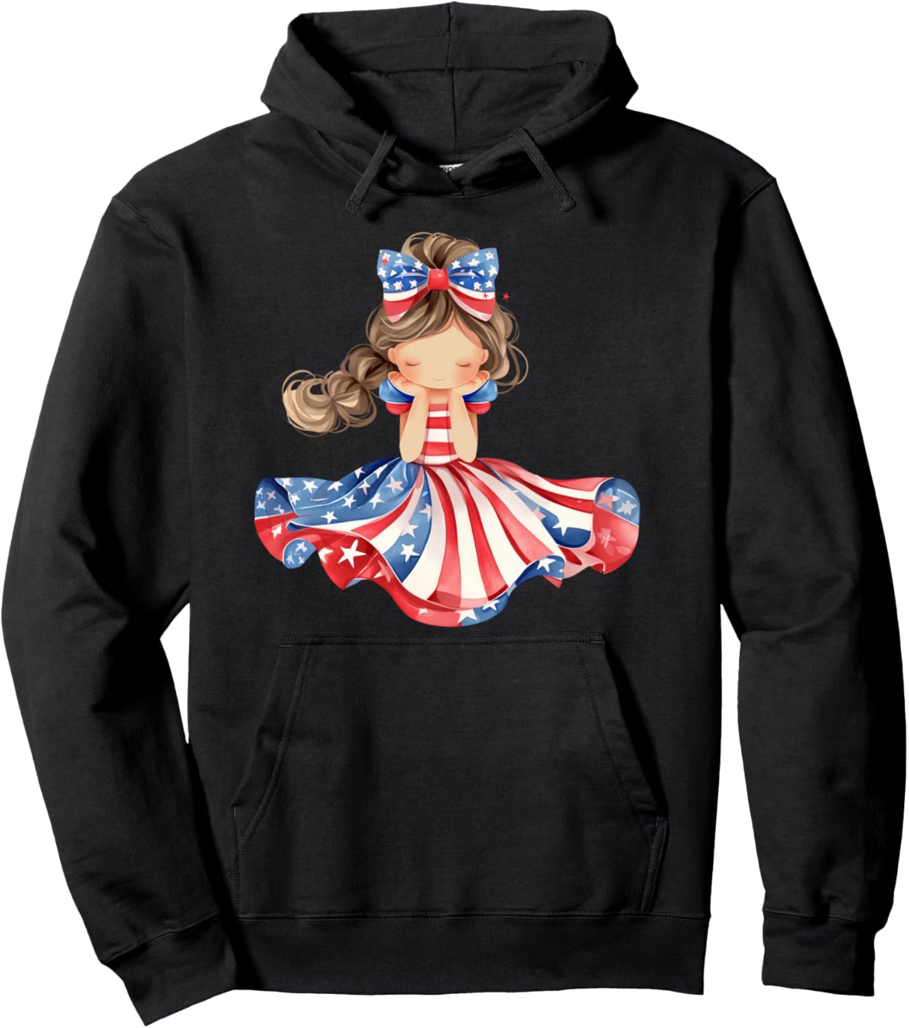 

Симпатичная патриотическая толстовка с американским флагом Girls 4Th Of July Tees Nyc, черный