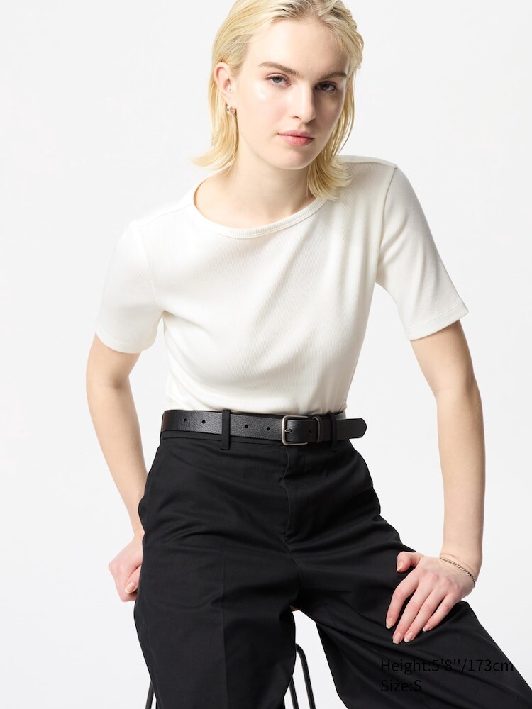 

Футболка с вырезом лодочкой Uniqlo, цвет 01 белый