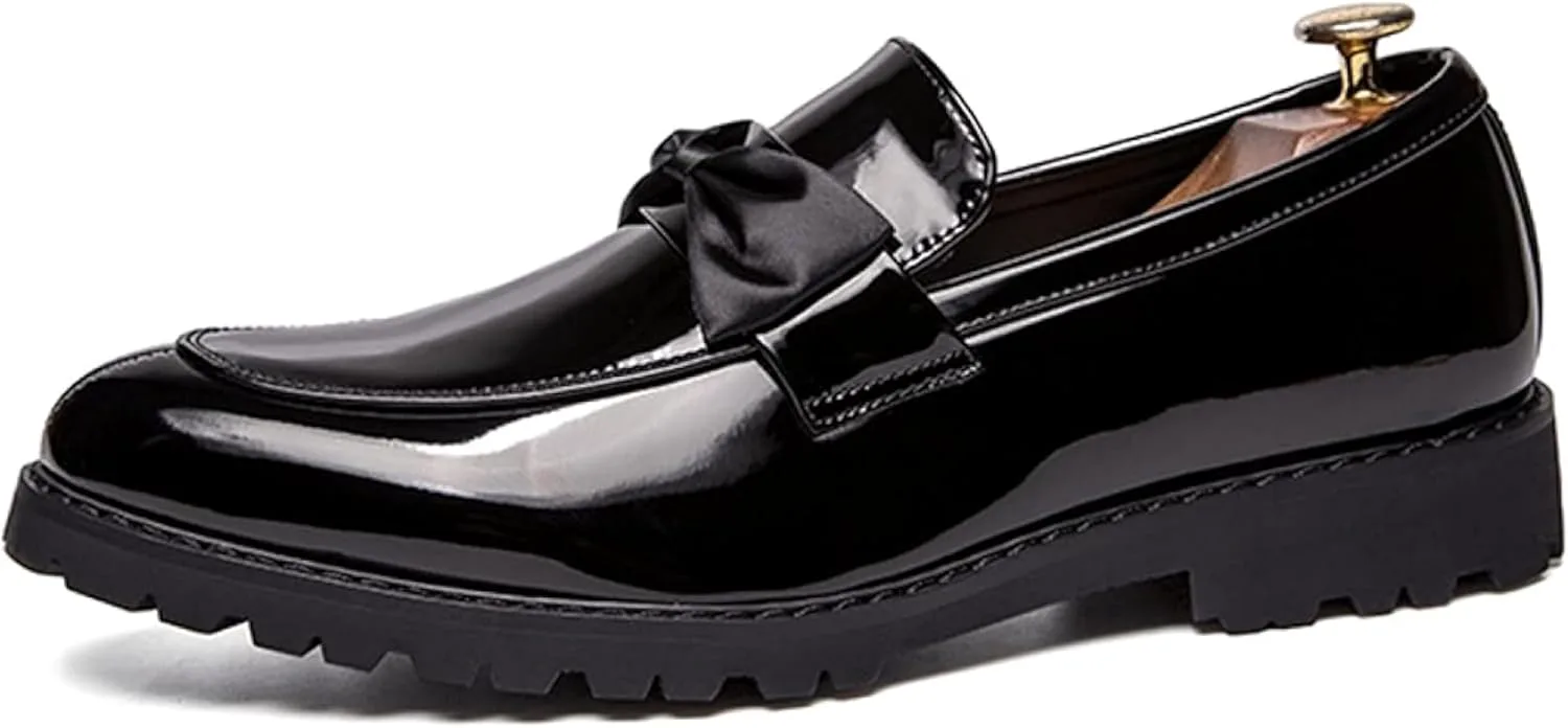 Fu Shi Men's Casual Low Cut Daily Driving Spring/Summer Lacquer Leather Uniform Shoes Generic, черный — фото 3