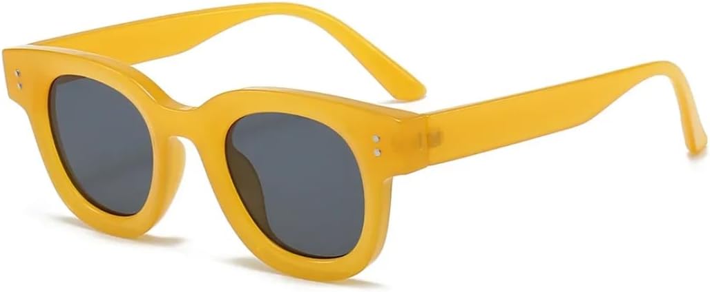 

Солнцезащитные очки с защитой UV400 | Круглые желтые заклепки в стиле панк | для женщин и мужчин, для занятий спортом на открытом воздухе и вождения DSVIGF, Yellow Black