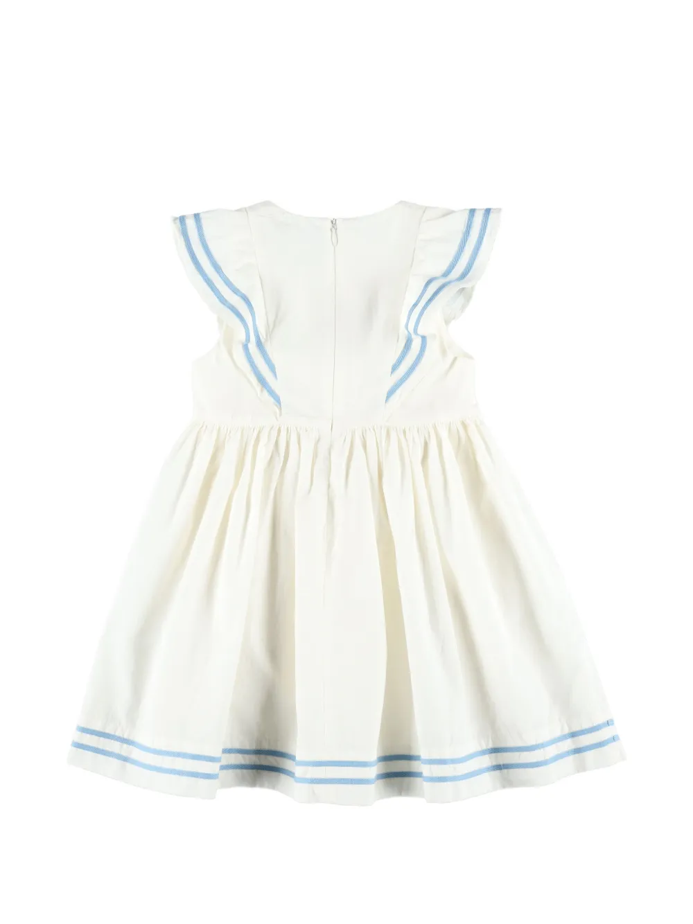Платье с оборками и полосатой отделкой Petit Bateau, белый — фото 2