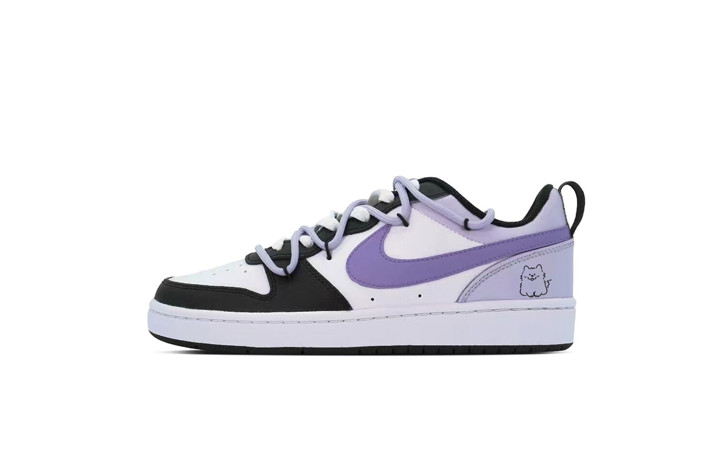

Кроссовки Nike Court Borough Skateboarding Shoes Women's Low-top Black/White/Purple, светло-фиолетовый
