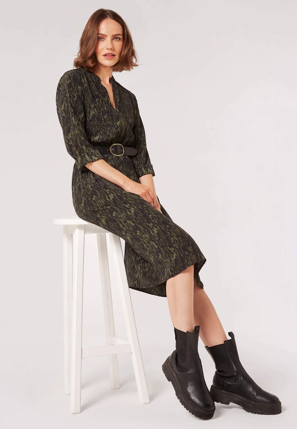 

Платье-рубашка ZIP FRONT MIDI Apricot, зеленый