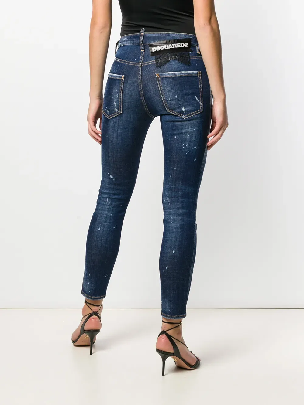 Крутые рваные джинсы для девчонки Dsquared2, синий — фото 4