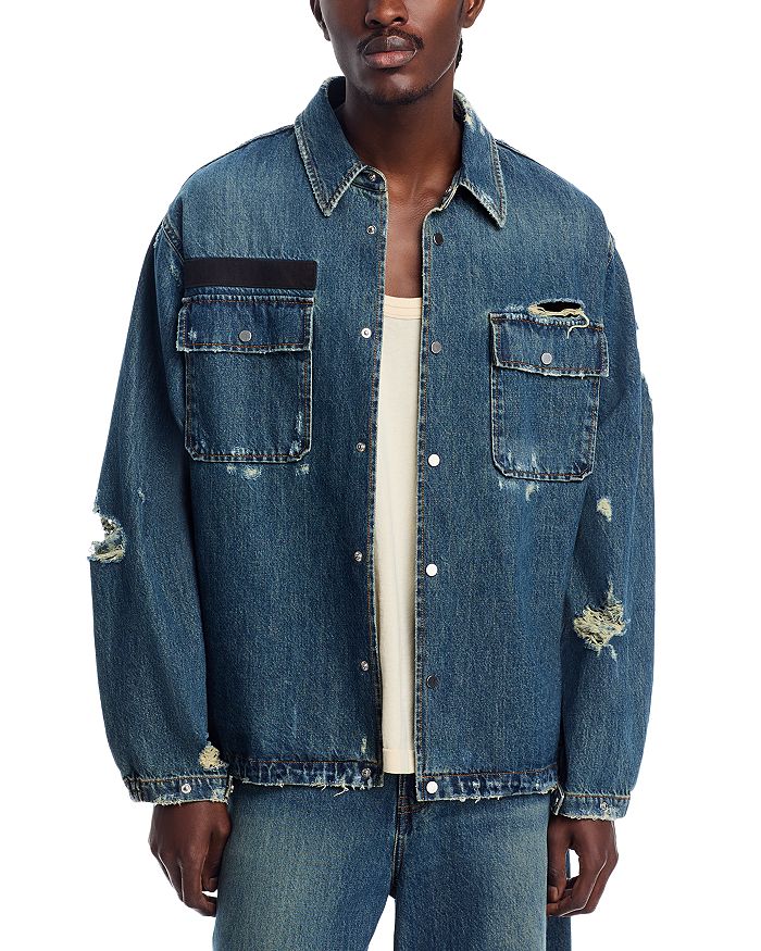 

Рубашка в стиле униформы с эффектом потертости Helmut Lang, синий